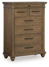 Karallin Medium Brown Panel Bedroom Set by Ashley at Eve Furniture