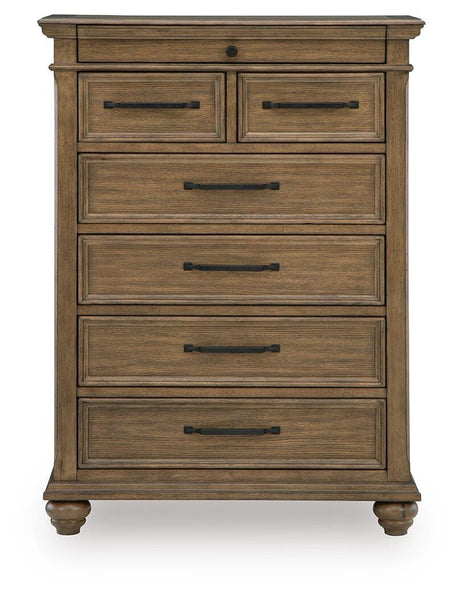 Karallin Medium Brown Panel Bedroom Set by Ashley at Eve Furniture
