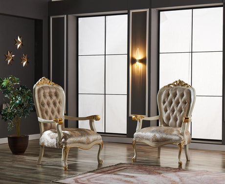 Kardelen Cream 2-Piece Living Room Set (1 Sofa & 1 Loveseat) by Furnia at Eve Furniture