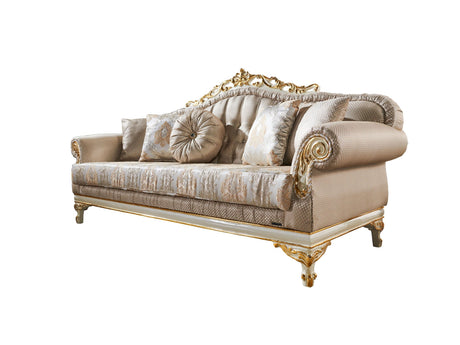 Kardelen Cream 2-Piece Living Room Set (1 Sofa & 1 Loveseat) by Furnia at Eve Furniture