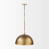 Karina 24" Round Brass-tone Hammered Metal Dome Pendant Light by Mercana at Eve Furniture