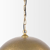 Karina 24" Round Brass-tone Hammered Metal Dome Pendant Light by Mercana at Eve Furniture