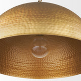 Karina 24" Round Brass-tone Hammered Metal Dome Pendant Light by Mercana at Eve Furniture