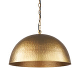 Karina 24" Round Brass-tone Hammered Metal Dome Pendant Light by Mercana at Eve Furniture