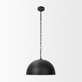Karina 24" Round Matte Black Hammered Metal Dome Pendant Light by Mercana at Eve Furniture