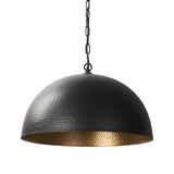 Karina 24" Round Matte Black Hammered Metal Dome Pendant Light by Mercana at Eve Furniture