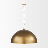 Karina 36" Round Brass-tone Hammered Metal Dome Pendant Light by Mercana at Eve Furniture