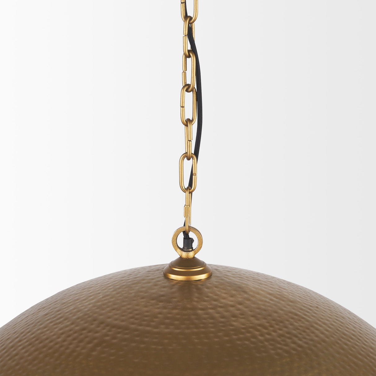 Karina 36" Round Brass-tone Hammered Metal Dome Pendant Light by Mercana at Eve Furniture