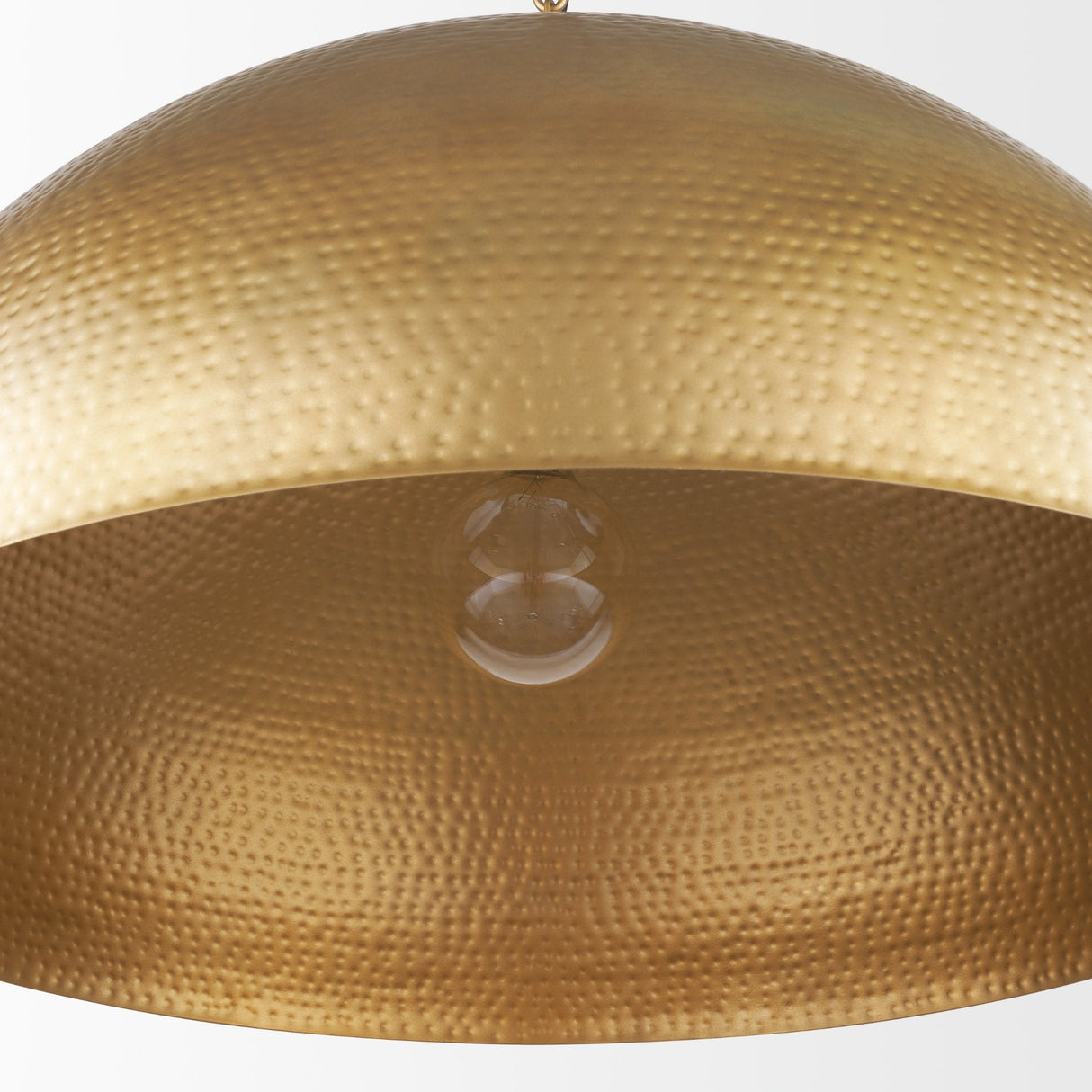 Karina 36" Round Brass-tone Hammered Metal Dome Pendant Light by Mercana at Eve Furniture