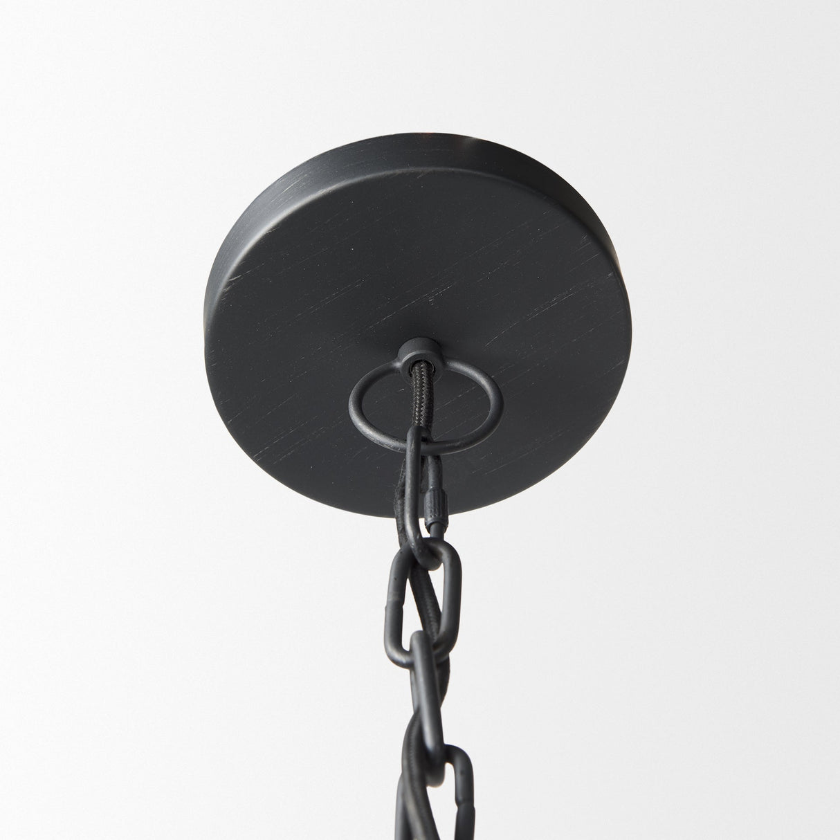 Karina 36" Round Matte Black Hammered Metal Dome Pendant Light by Mercana at Eve Furniture