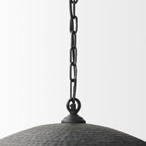 Karina 36" Round Matte Black Hammered Metal Dome Pendant Light by Mercana at Eve Furniture