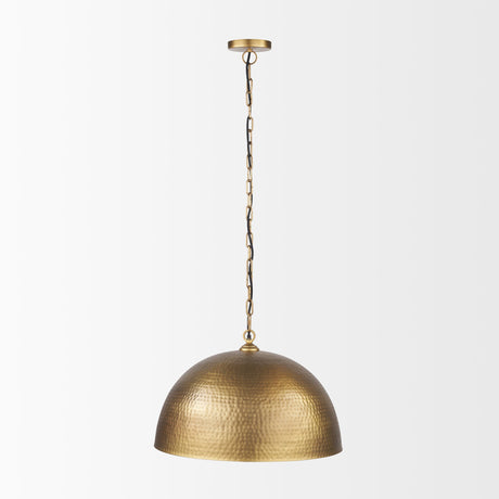 Karina Round Brass-tone Hammered Metal Dome Pendant Light by Mercana at Eve Furniture