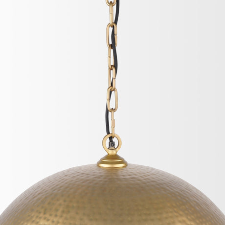 Karina Round Brass-tone Hammered Metal Dome Pendant Light by Mercana at Eve Furniture