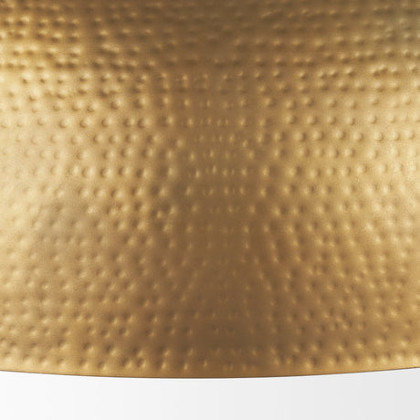Karina Round Brass-tone Hammered Metal Dome Pendant Light by Mercana at Eve Furniture