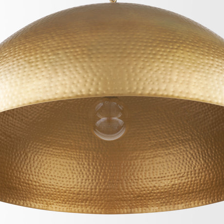 Karina Round Brass-tone Hammered Metal Dome Pendant Light by Mercana at Eve Furniture
