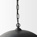 Karina Round Matte Black Hammered Metal Dome Pendant Light by Mercana at Eve Furniture
