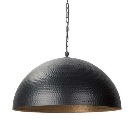 Karina Round Matte Black Hammered Metal Dome Pendant Light by Mercana at Eve Furniture