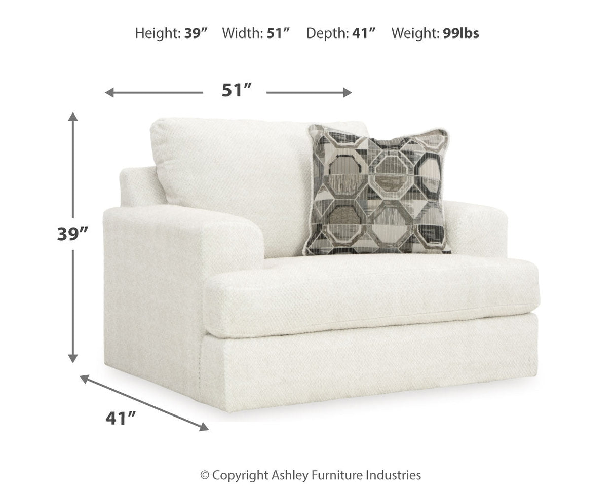 Karinne Linen Chair and Ottoman by Ashley at Eve Furniture
