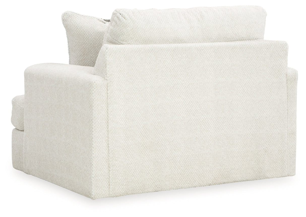 Karinne Linen Chair and Ottoman by Ashley at Eve Furniture