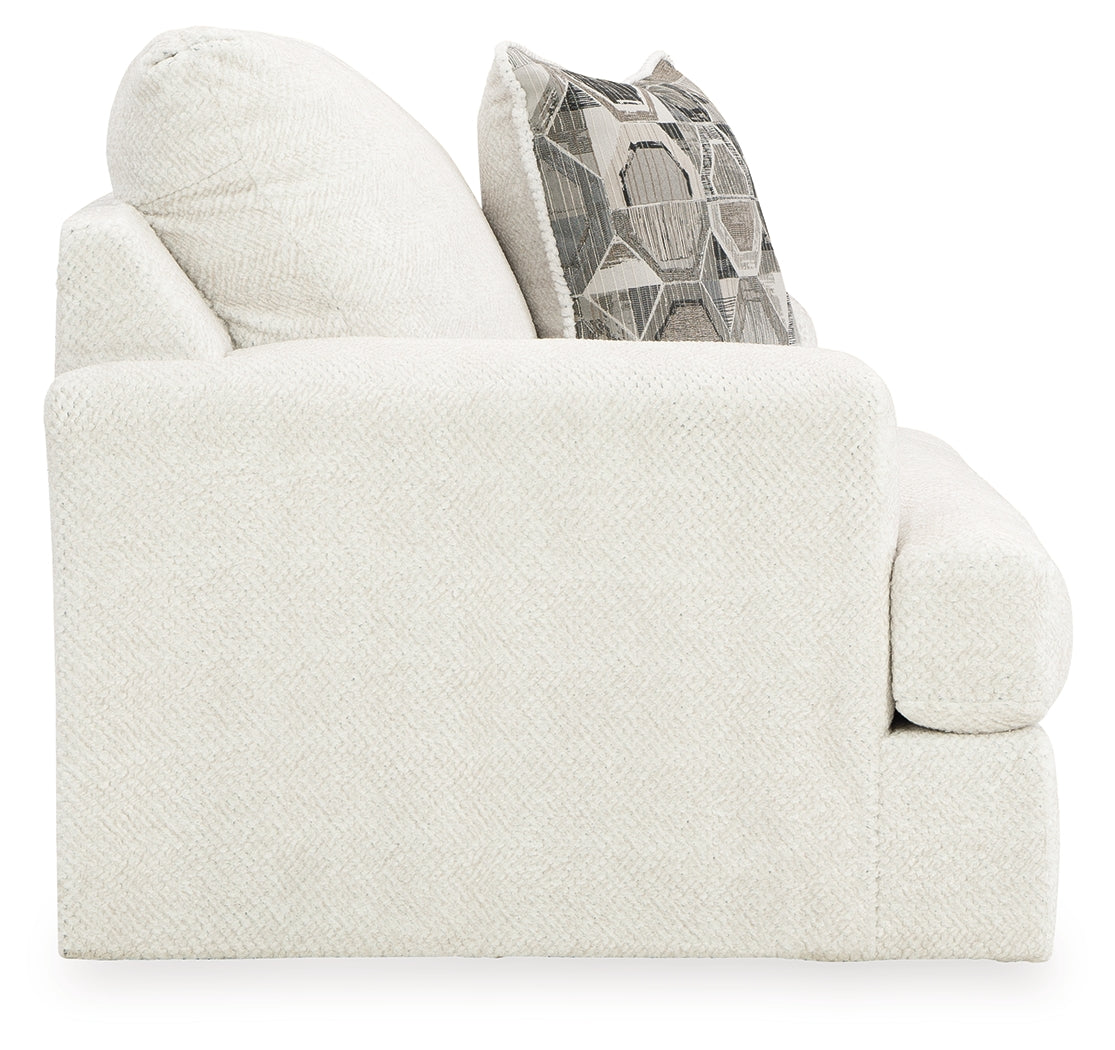 Karinne Linen Chair and Ottoman by Ashley at Eve Furniture