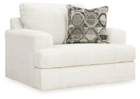 Karinne Linen Loveseat, Oversized Chair and Accent Ottoman by Ashley at Eve Furniture