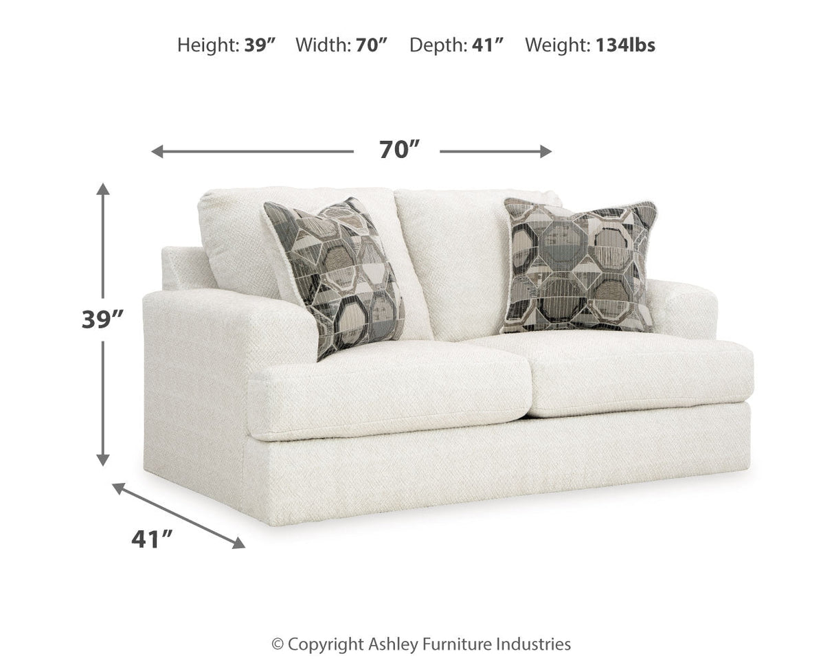Karinne Linen Loveseat, Oversized Chair and Accent Ottoman by Ashley at Eve Furniture