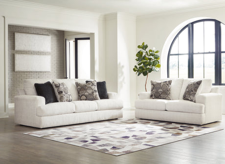Karinne Linen Loveseat, Oversized Chair and Accent Ottoman by Ashley at Eve Furniture