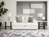 Karinne Linen Loveseat, Oversized Chair and Accent Ottoman by Ashley at Eve Furniture