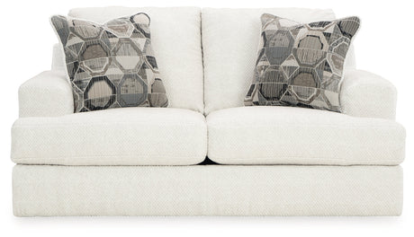 Karinne Linen Loveseat, Oversized Chair and Accent Ottoman by Ashley at Eve Furniture