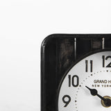 Karl 6.0L x 3.0W x 6.8H Rustic Black Iron Rounded Square Table Clock by Mercana at Eve Furniture