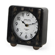 Karl 6.0L x 3.0W x 6.8H Rustic Black Iron Rounded Square Table Clock by Mercana at Eve Furniture