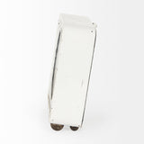 Karl 8.0L x 2.8W x 8.8H Rustic White Iron Rounded Square Table Clock by Mercana at Eve Furniture