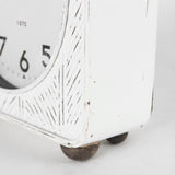 Karl 8.0L x 2.8W x 8.8H Rustic White Iron Rounded Square Table Clock by Mercana at Eve Furniture