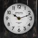 Karl Rustic Black Iron Rounded Square Table Clock by Mercana at Eve Furniture