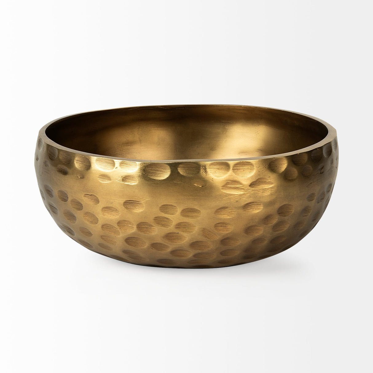 Karmel 12L x 12W Gold Hammered Aluminum Bowl by Mercana at Eve Furniture