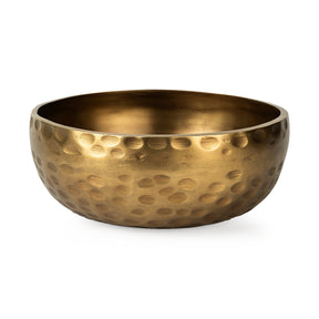 Karmel 12L x 12W Gold Hammered Aluminum Bowl by Mercana at Eve Furniture