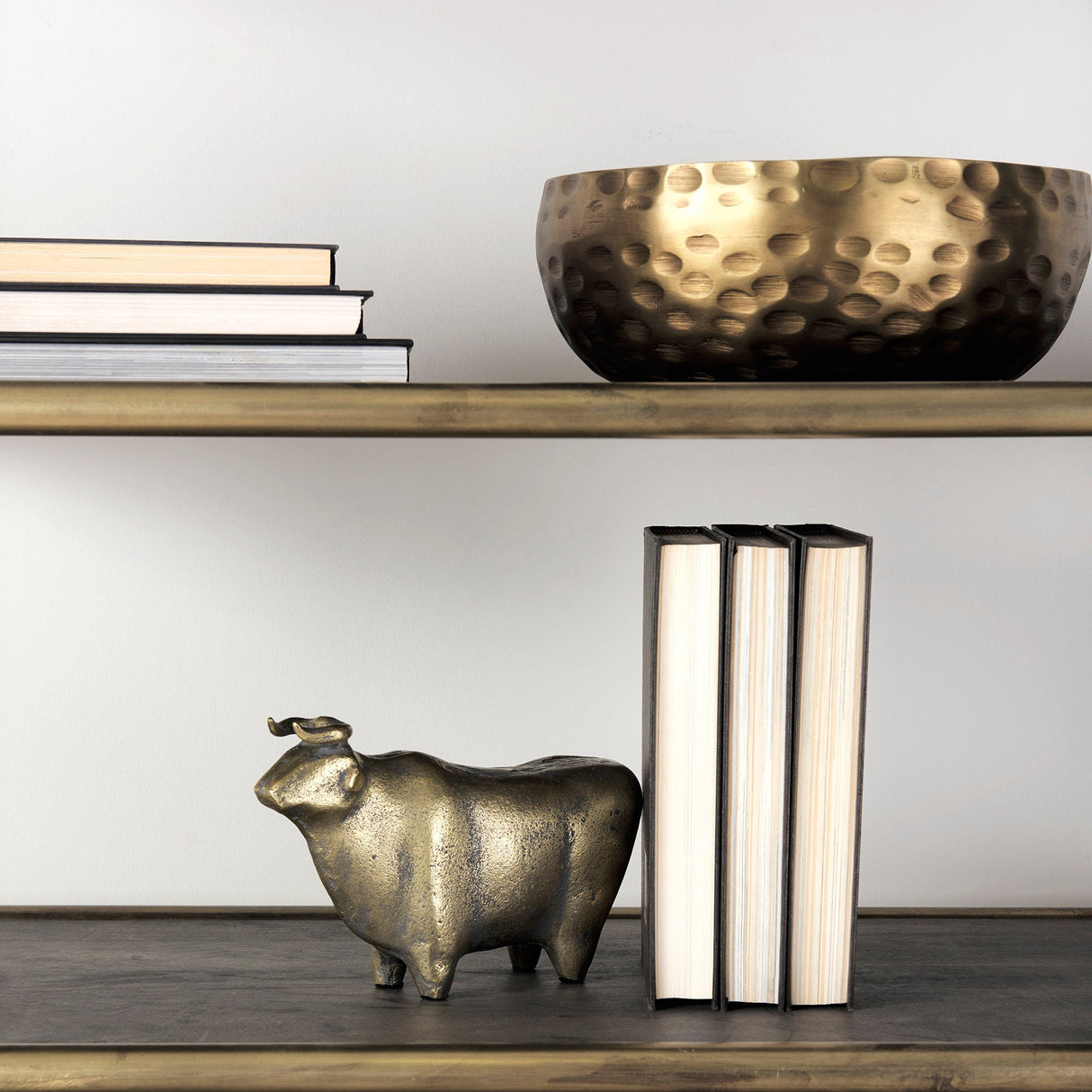 Karmel Gold Hammered Aluminum Bowl by Mercana at Eve Furniture