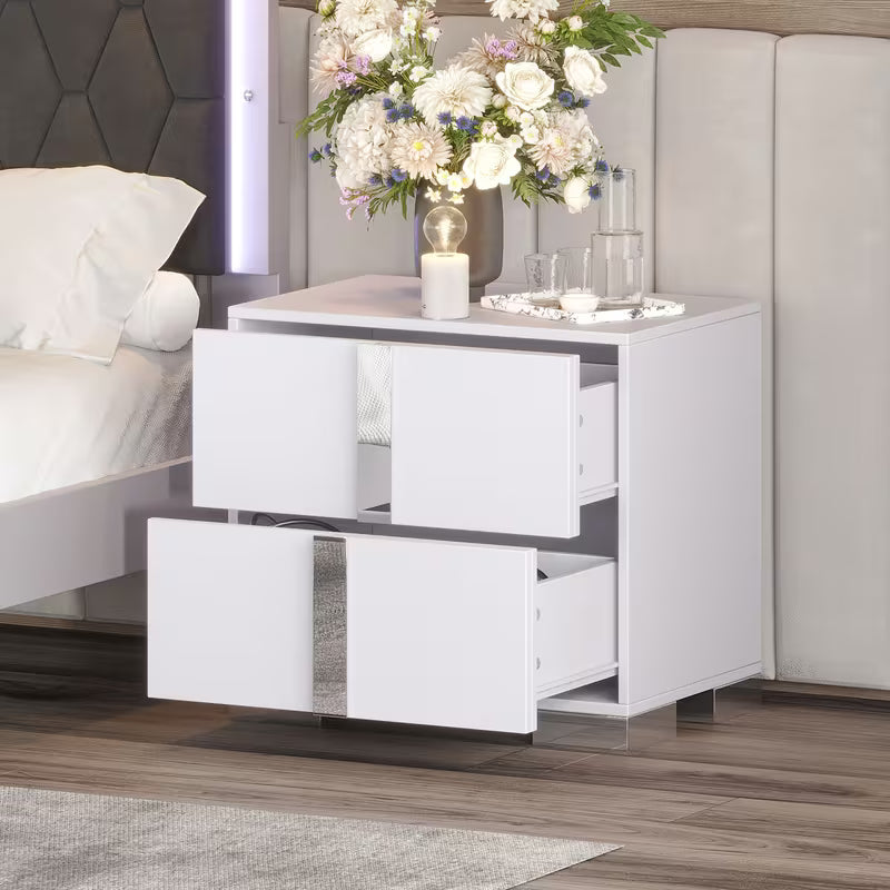 Karthinhy White Silver Nightstand by Eve Furniture at Eve Furniture