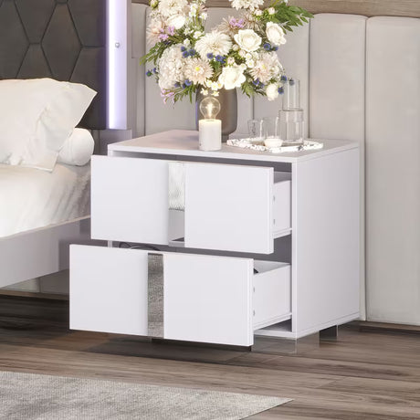 Karthinhy White Silver Nightstand by Eve Furniture at Eve Furniture