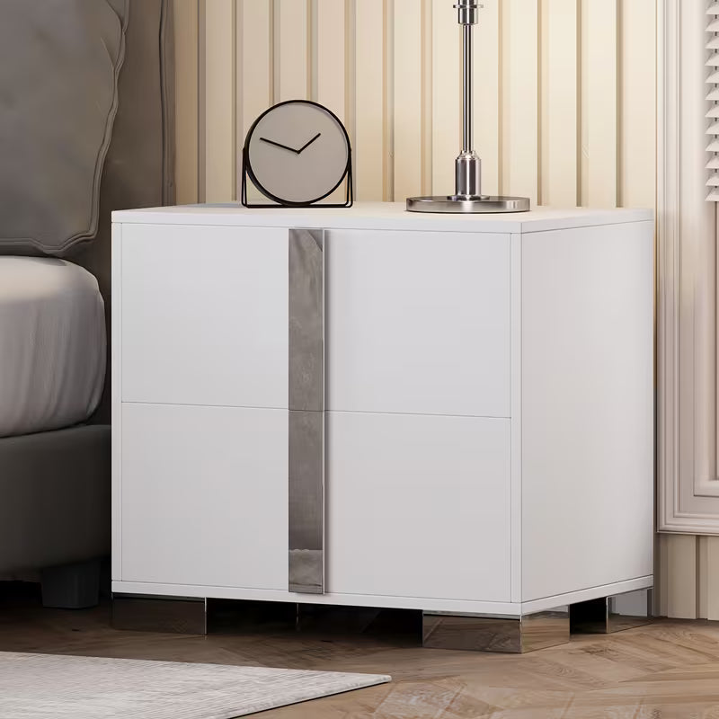 Karthinhy White Silver Nightstand by Eve Furniture at Eve Furniture