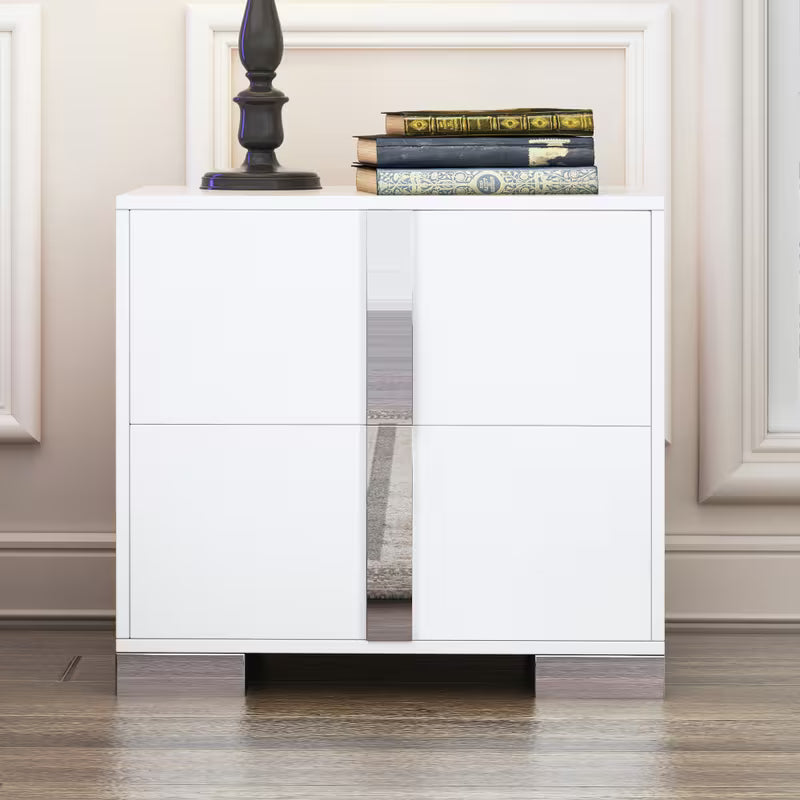 Karthinhy White Silver Nightstand by Eve Furniture at Eve Furniture