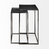 Kasey (Set of 2) 17.7L x 12.6W x 24.4H Galvanized Metal Nesting Accent Tables by Mercana at Eve Furniture