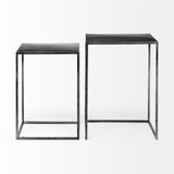 Kasey (Set of 2) 17.7L x 12.6W x 24.4H Galvanized Metal Nesting Accent Tables by Mercana at Eve Furniture