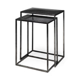 Kasey (Set of 2) 17.7L x 12.6W x 24.4H Galvanized Metal Nesting Accent Tables by Mercana at Eve Furniture
