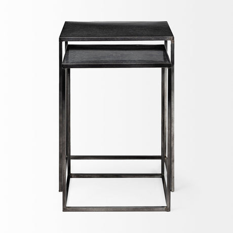 Kasey (Set of 2) Galvanized Metal Nesting Accent Tables by Mercana at Eve Furniture