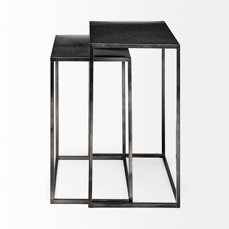 Kasey (Set of 2) Galvanized Metal Nesting Accent Tables by Mercana at Eve Furniture