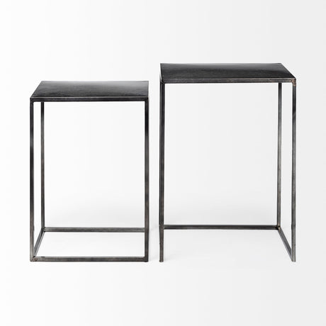 Kasey (Set of 2) Galvanized Metal Nesting Accent Tables by Mercana at Eve Furniture