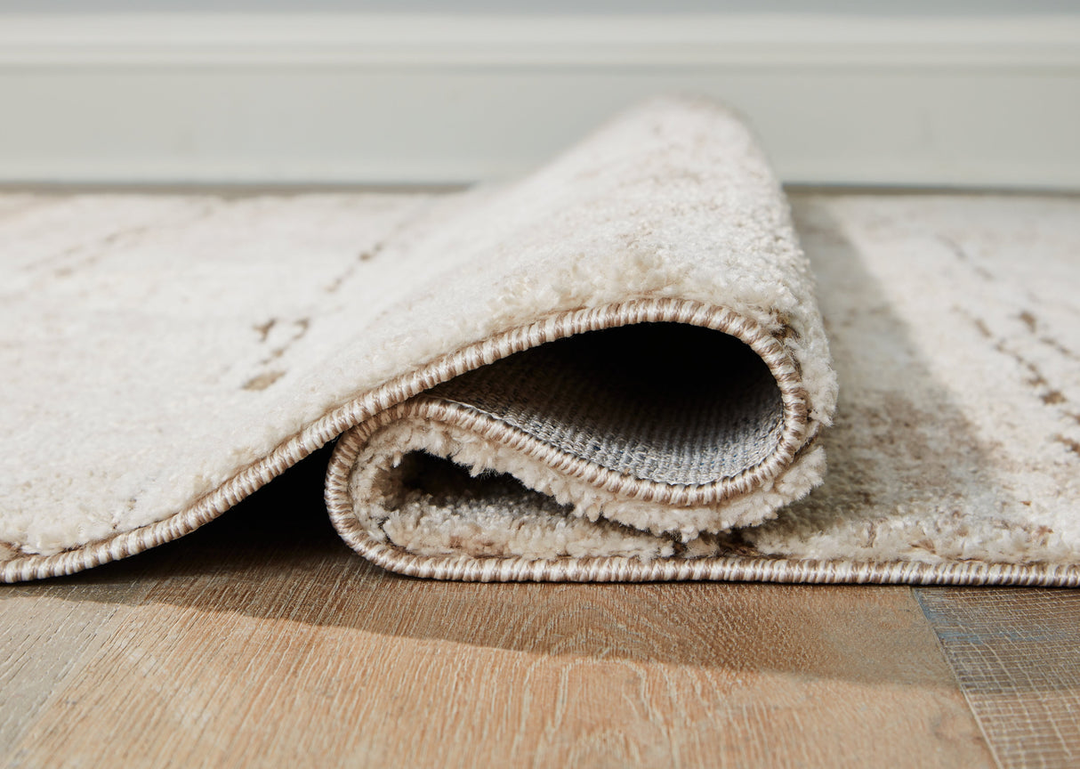 Kasney Cream/Brown Medium Rug by Ashley at Eve Furniture