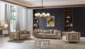 Kate Beige/Brown Living Room Set by Cosmos Furniture at Eve Furniture