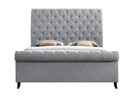 Kate Gray King Upholstered Sleigh Platform Bed by Crown Mark at Eve Furniture